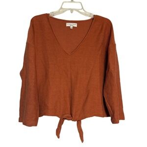 Texture‎ & Thread Madewell Tie-Front Top XXL Rust Ribbed Knit V-Neck Blouse
